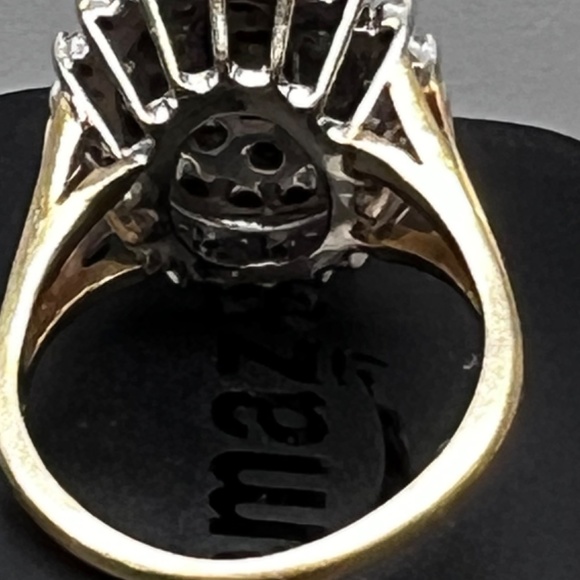14K Y/Gold 50 Diamond 1.50 CT TDW Cluster Ring - Picture 4 of 12